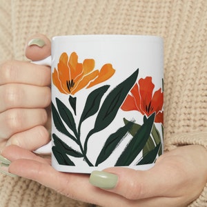 Retro Flowers Mug, Boho Flowers Mug, Pressed Flowers Mug, Wildflowers Mug, Cottagecore Flower Mug, Retro Flowers Mug, Flowers Tea Cup