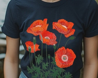 Wildflower Shirt, Orange Poppies Shirt, Botanical Poppy Tee, Gardener Gift, Poppy Lover T-Shirt, California Poppies, Boho Poppy Shirt, Poppy