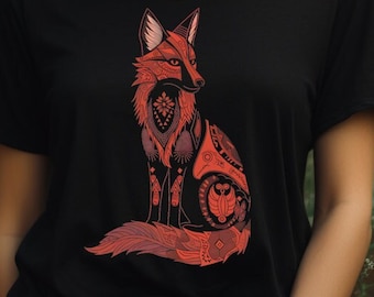 Fox Shirt- Witchy Fox Tee- Red Fox Shirt - Aesthetic Shirt- Vintage Fox Shirt- Goblincore Shirt- Nature Witch Shirt- Oversized Wildlife Tee