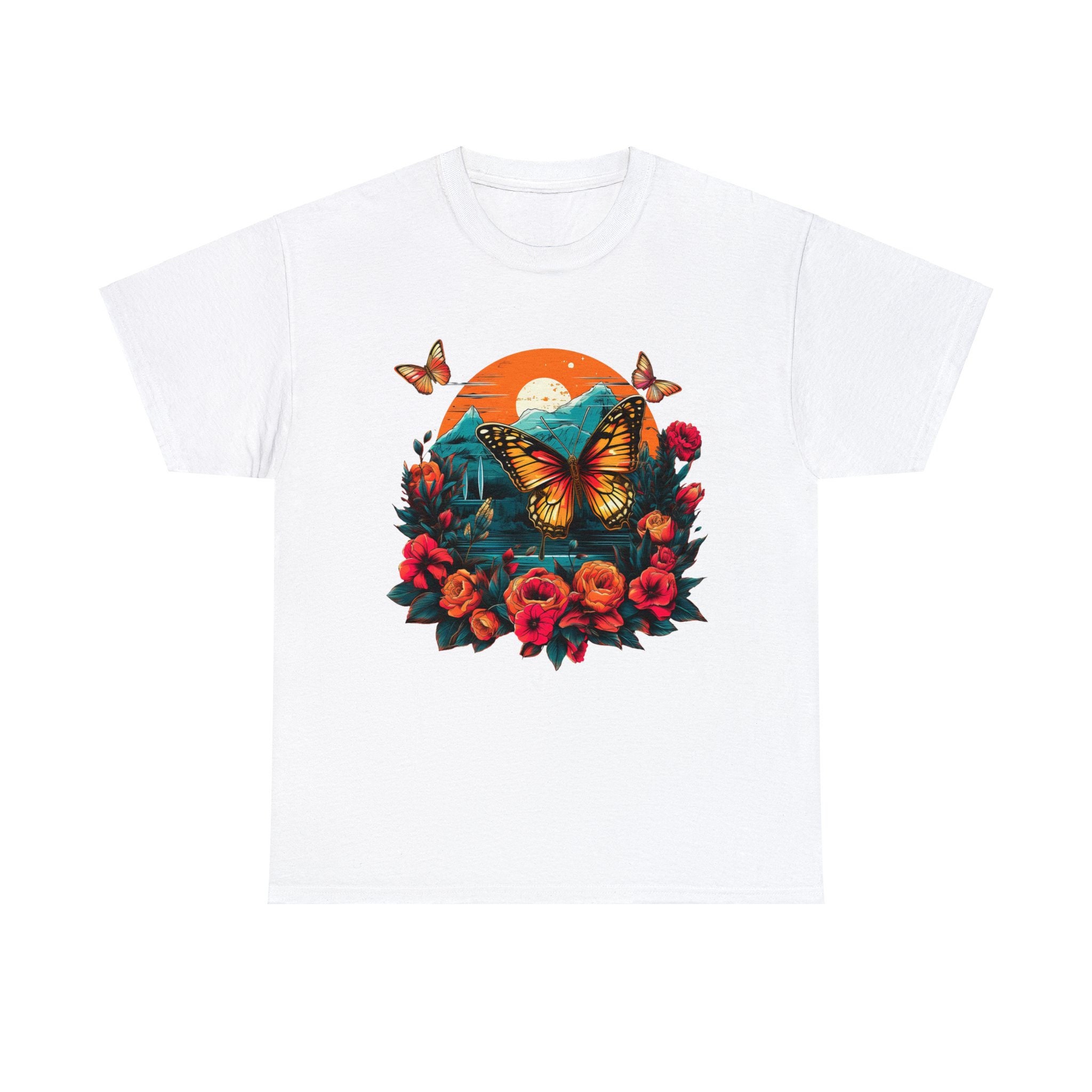 Butterflies and Flowers Shirt, Vapor Wave Shirt, Frutiger
