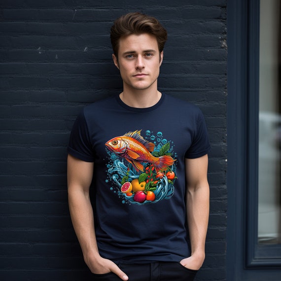 Fish and Fruit Shirt, Fish Shirt, Fruit Shirt, Frutiger Metro