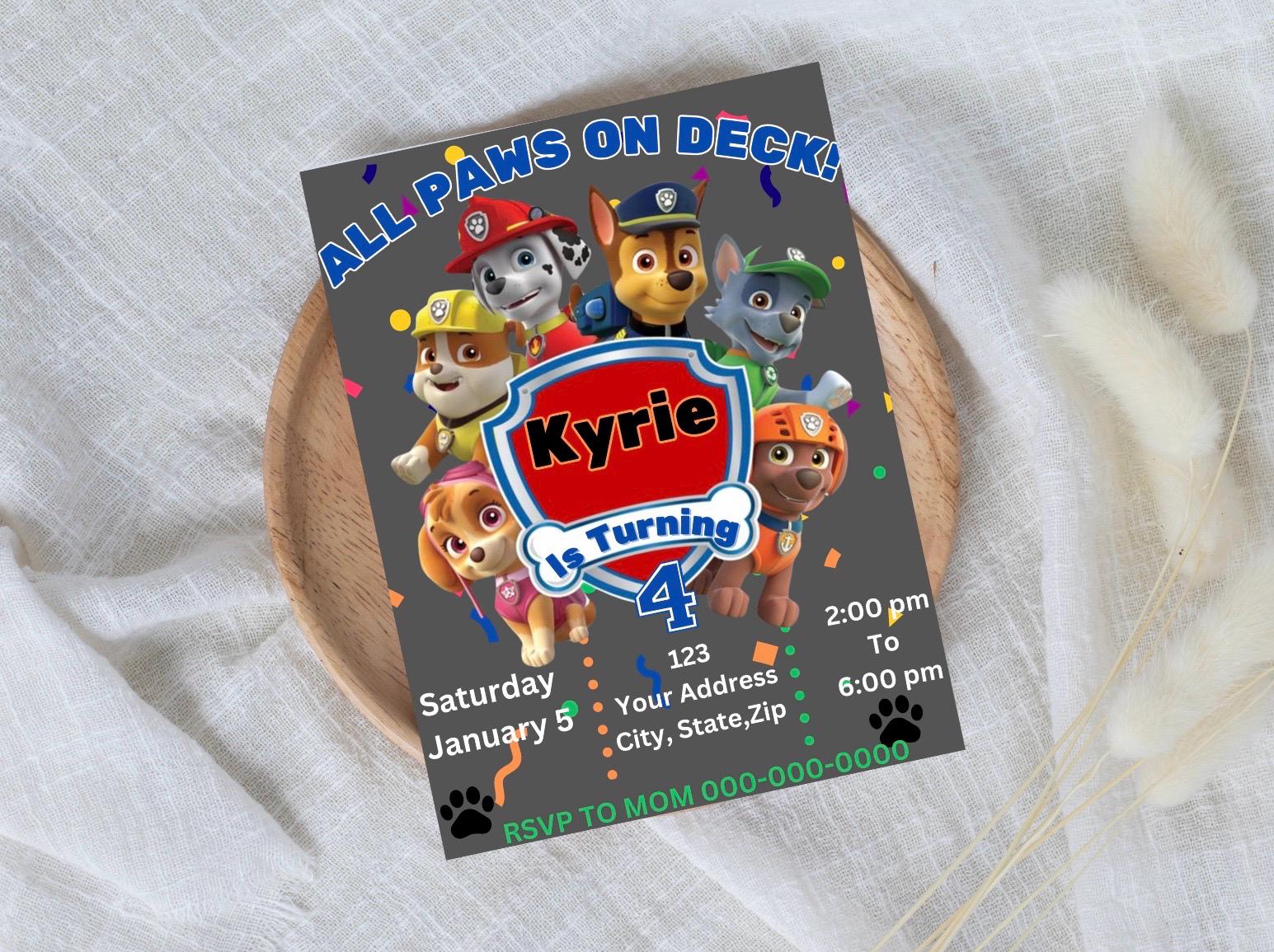 Editable Paw Patrol Birthday Invitation Template Kids Printable Party ...