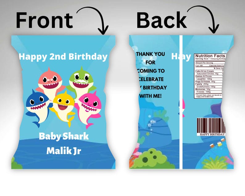 Baby Shark Chip Bag Template, Canva Template, Editable Canva Template ...