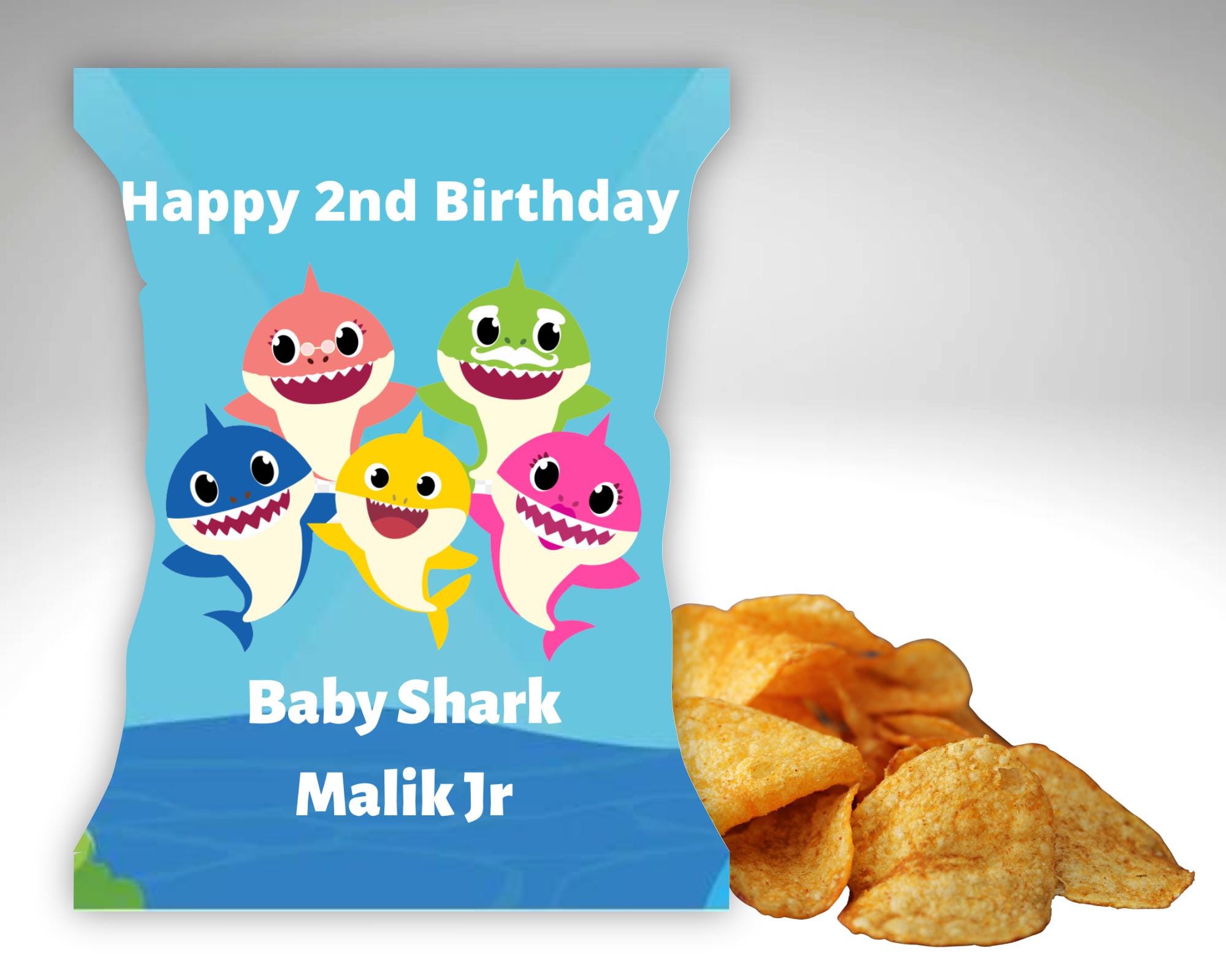 Baby Shark Chip Bag Template, Canva Template, Editable Canva Template ...