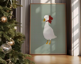 Kids Festive Holiday Print Cottagecore Holiday Print Nursery Holiday Decor Vintage Style Christmas Wall Art Trendy Holiday Decor Goose Print