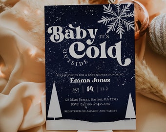 Baby het is koud buiten baby shower uitnodiging Winter baby shower uitnodigen Sneeuwvlokken Winter Wonderland Baby vakantie douche uitnodigen Sneeuw baby