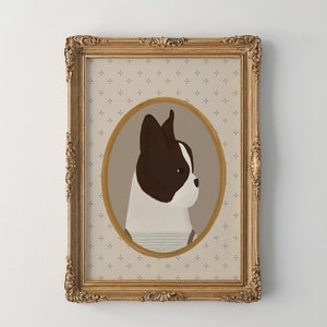 Franse Bulldog kunst vintage esthetische Grandmillenial kamer decor jongens kamer hond kunst puppy kinderkamer decor Franse Bulldog geschenken Frenchie afdrukbare