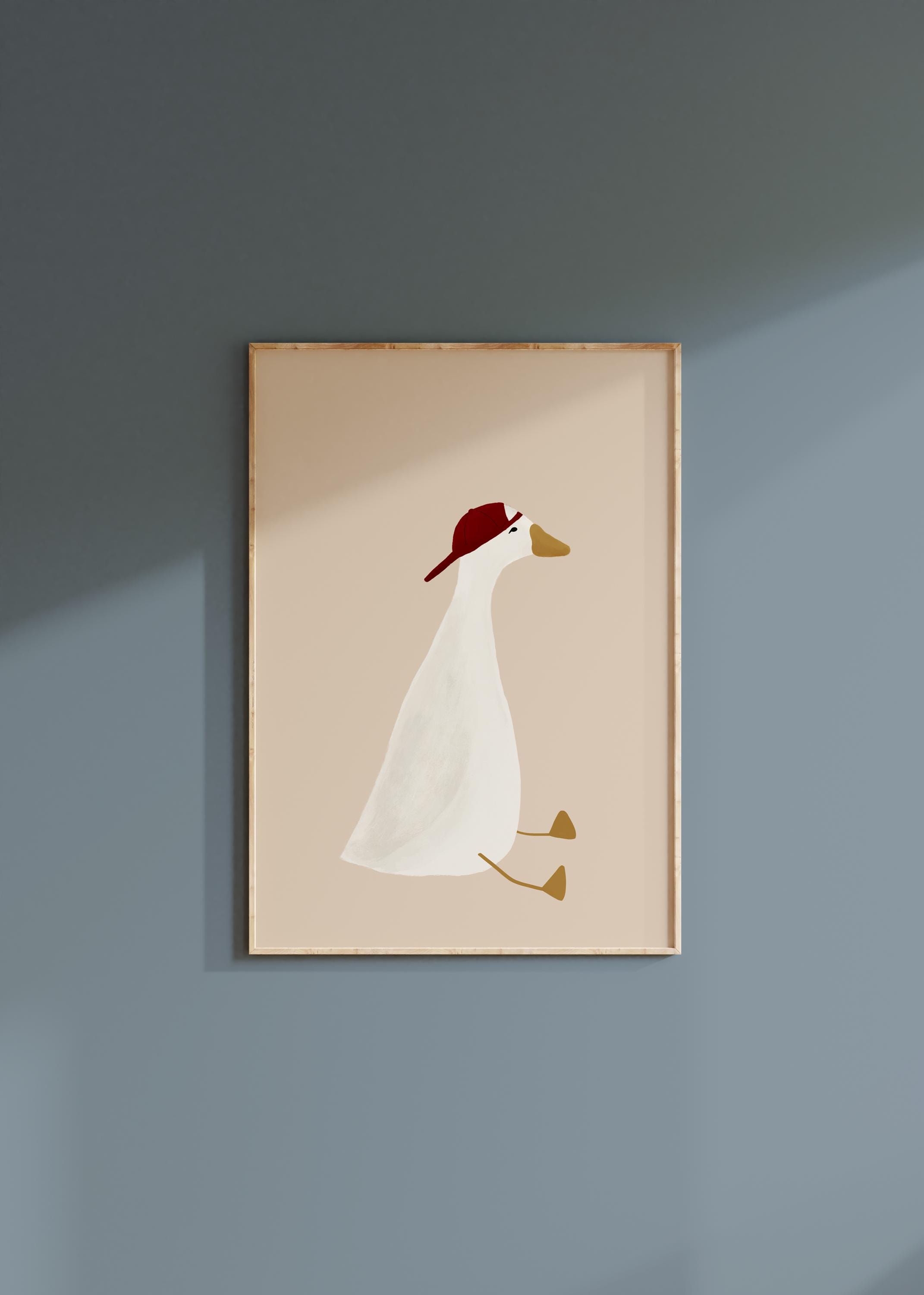 Silly Goose Art Cute Goose Poster Sports Nursery Decor Baseball Hat Toddler Boy Art Goose Print Baseball Room Decor Farm Animal Printable