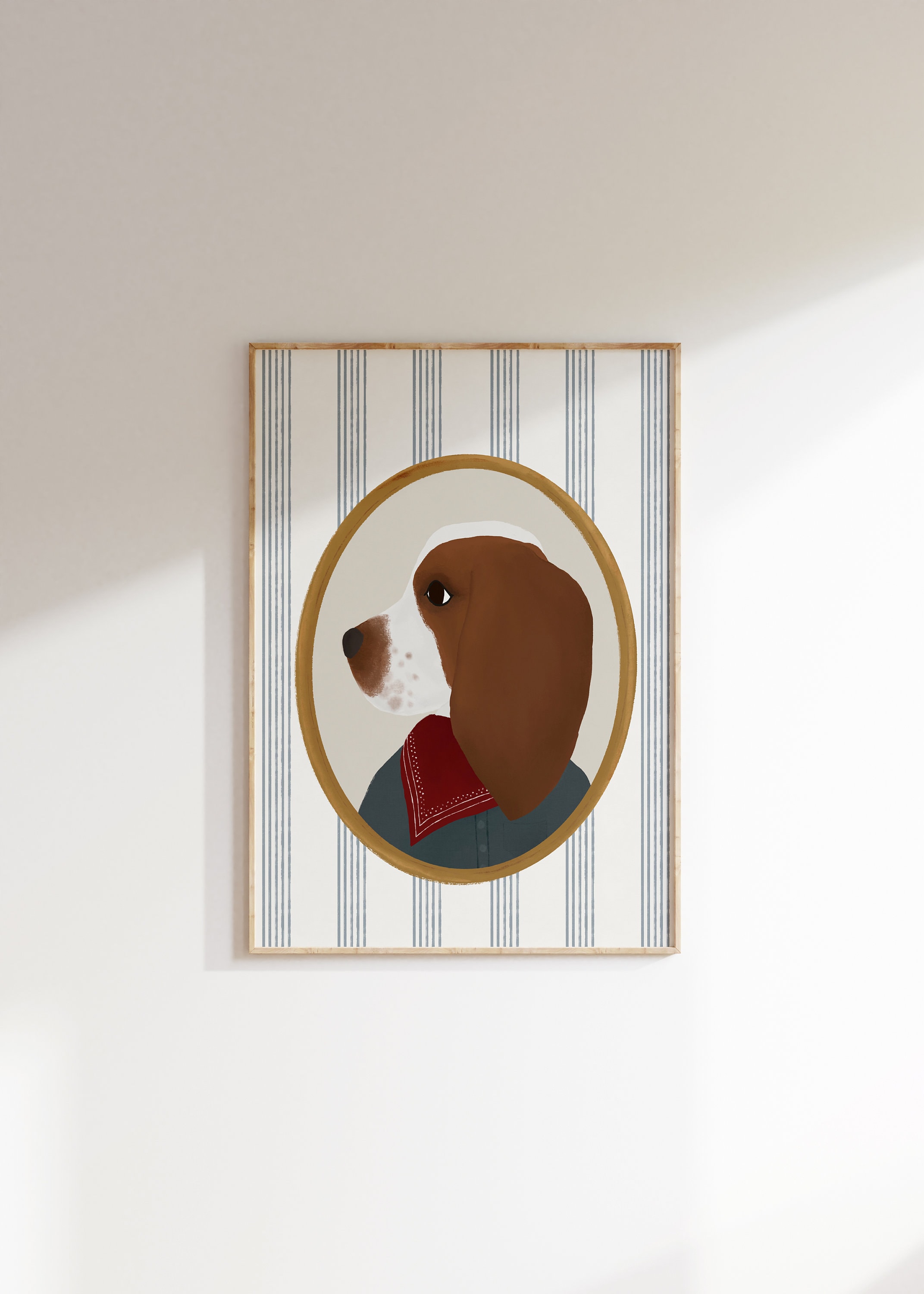 猟犬　ハウンド犬の油絵　額装　グリーンテープ封印 アートパネル 数字で塗り絵 数字油絵 犬シリーズ 柴犬