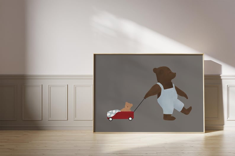 Boy Nursery Gallery Wall Set of 6 Boy's Room Print Set Adventure Nursery Teddy Bear Wall Art Blue Truck Print Hot Air Balloon Nursery Art image 7