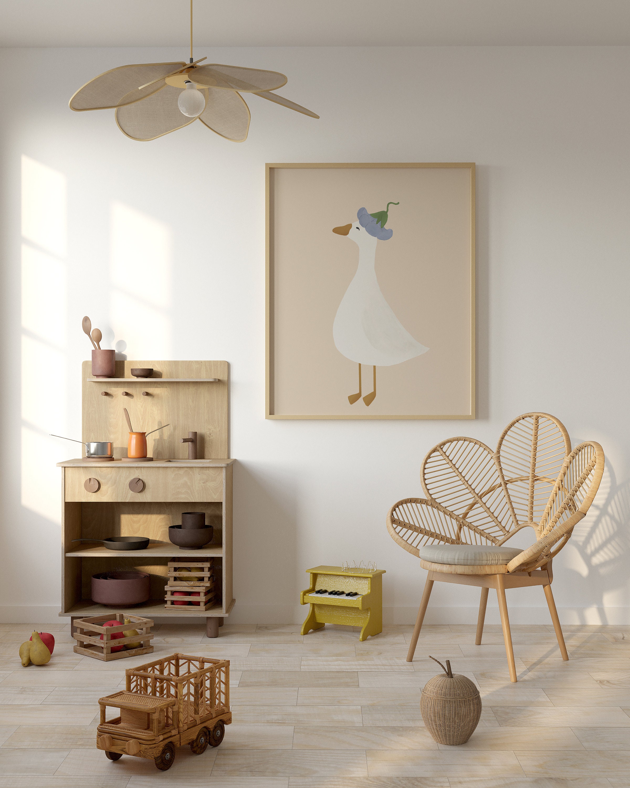 Silly Goose Wall Art Cute Goose Poster Neutral Girl Nursery Decor Goose ...