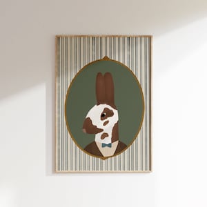 Boys Room Vintage Rabbit Print Grandmillenial Art Bunny Nursery Print Vintage Aesthetic Nursery Abstract Vintage Painting Farm Nursery Print