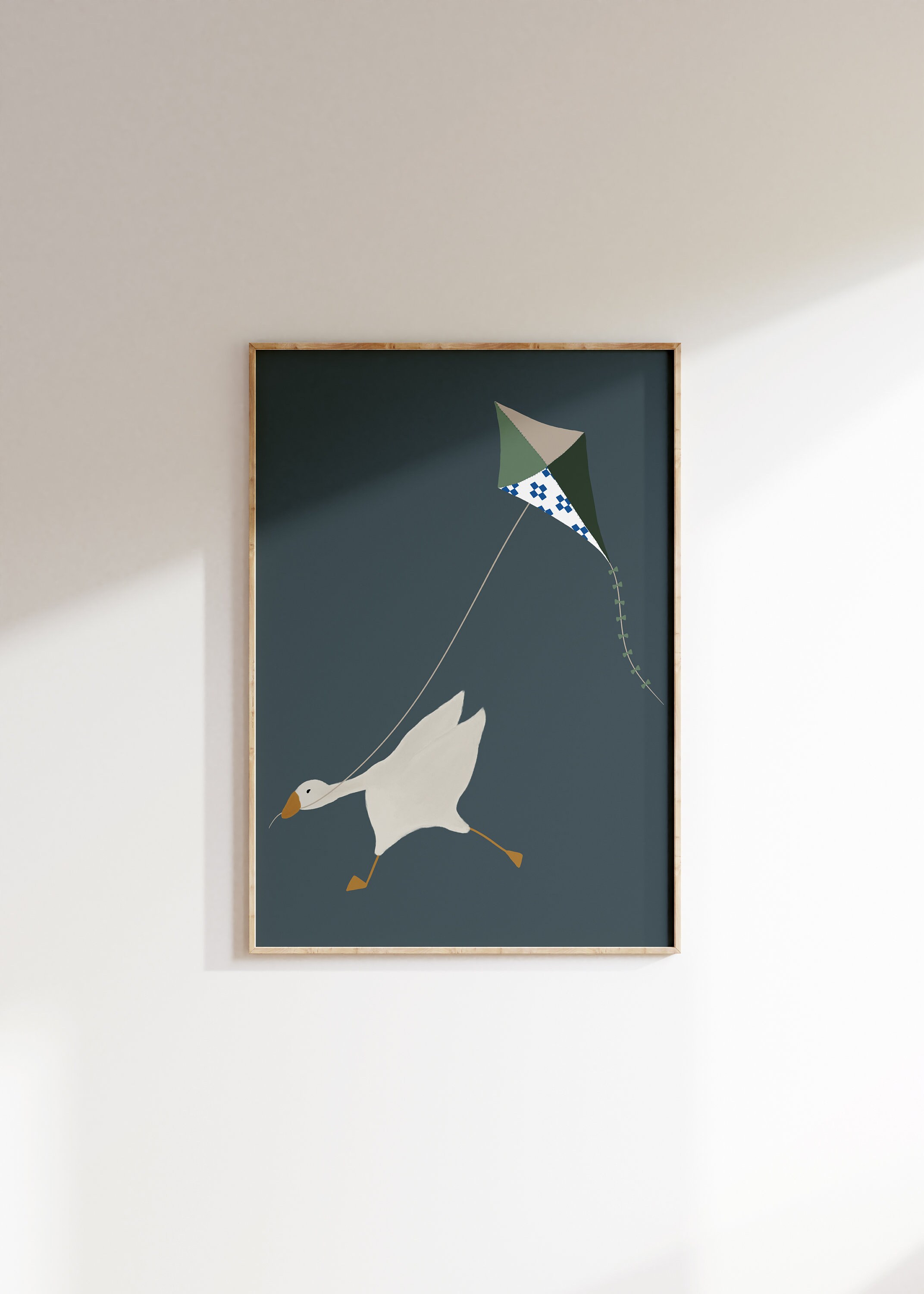 Silly Goose Wall Art, Cute Goose Poster, Dark Blue Boy Nursery Decor ...