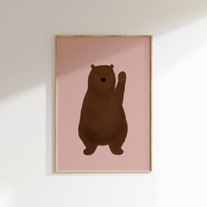 Blass rosa Kinderzimmer Bär Wand Kunst, niedlicher Bär druckbare Mädchen Bär Poster Bär Kinderzimmer Dekor Wald Kinderzimmer Dekor Wald Baby Zimmer druckbare