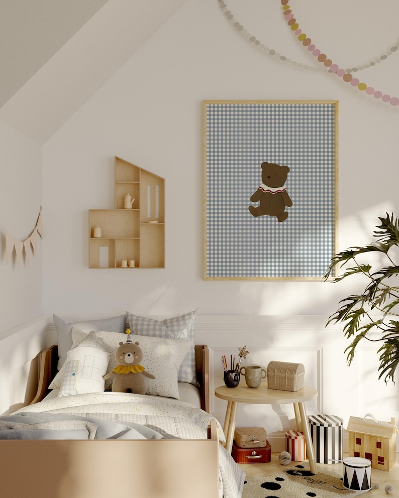 Boy Nursery Gallery Wall Set of 6 Boy's Room Print Set Adventure Nursery Teddy Bear Wall Art Blue Truck Print Hot Air Balloon Nursery Art image 6