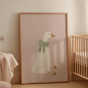 Silly Goose Wall Art Cute Goose Poster Sage Green Nursery Decor Farm ...