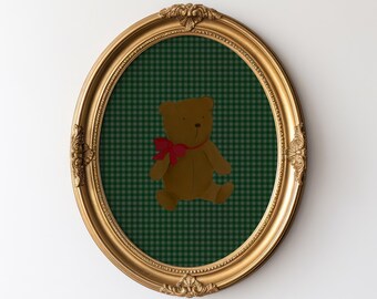 Christmas Teddy Bear Wall Art Kids Festive Holiday Prints Holiday Teddy Bear Print Nursery Holiday Decor Coquette Christmas Teddy Bear Print