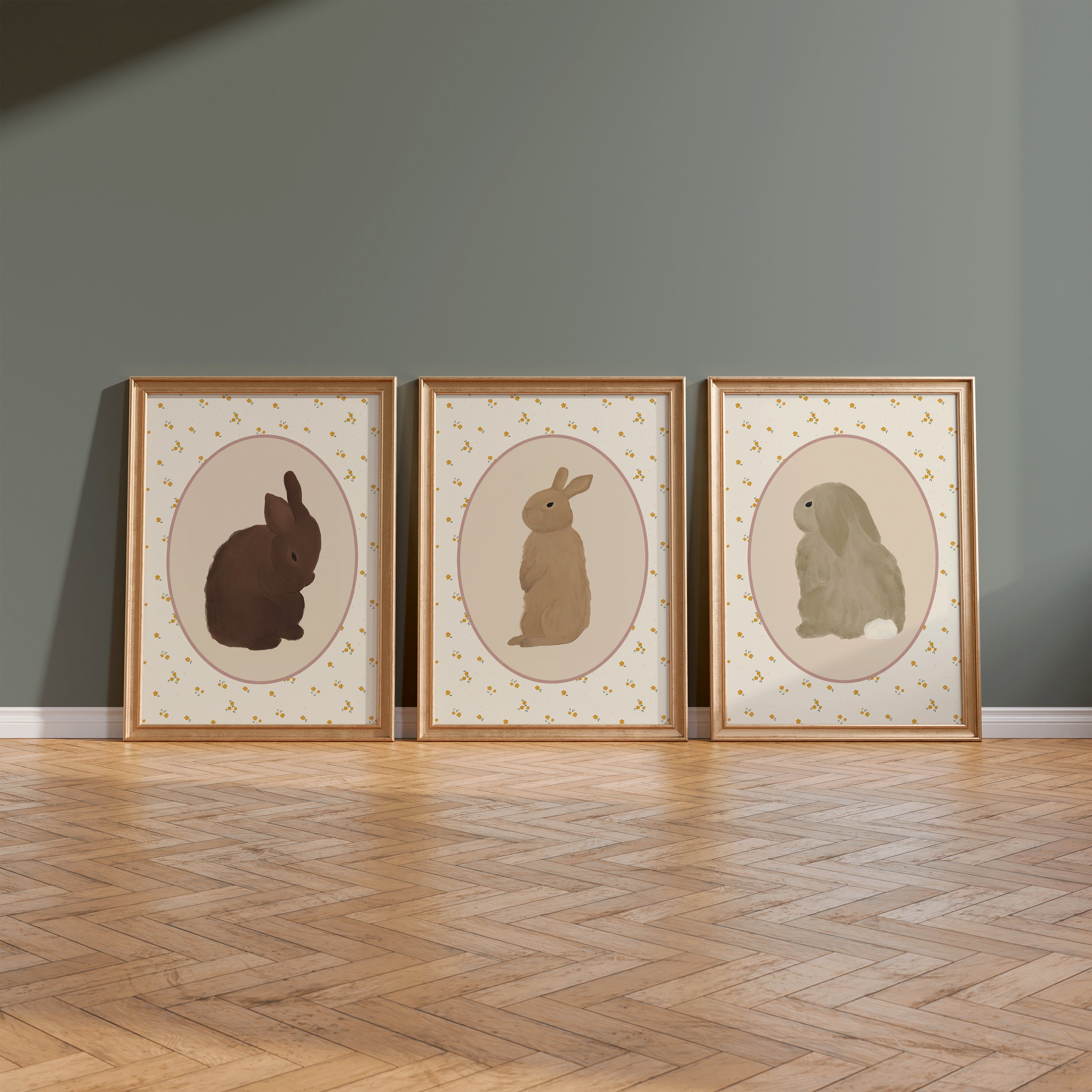 Bunny Nursery Print Set, Cute Bunny Printable, Bunny Nursery Art, Girl ...