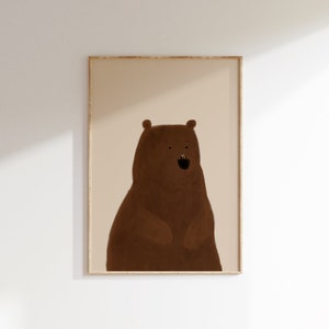 Kinderzimmer Bär Wandkunst, Kinderzimmer Druck, niedlichen Bären zum Ausdrucken, Beige Bär Poster, Wald Kinderzimmer Dekor, Waldtiere Babyzimmer zum Ausdrucken