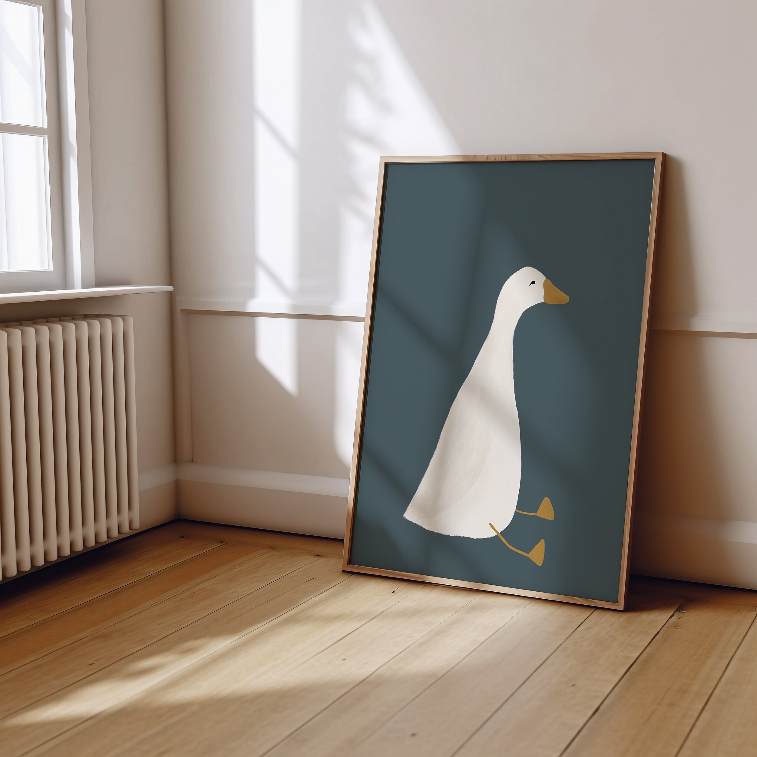 Silly Goose Wall Art, Cute Goose Poster, Dark Blue Boy Nursery Decor ...