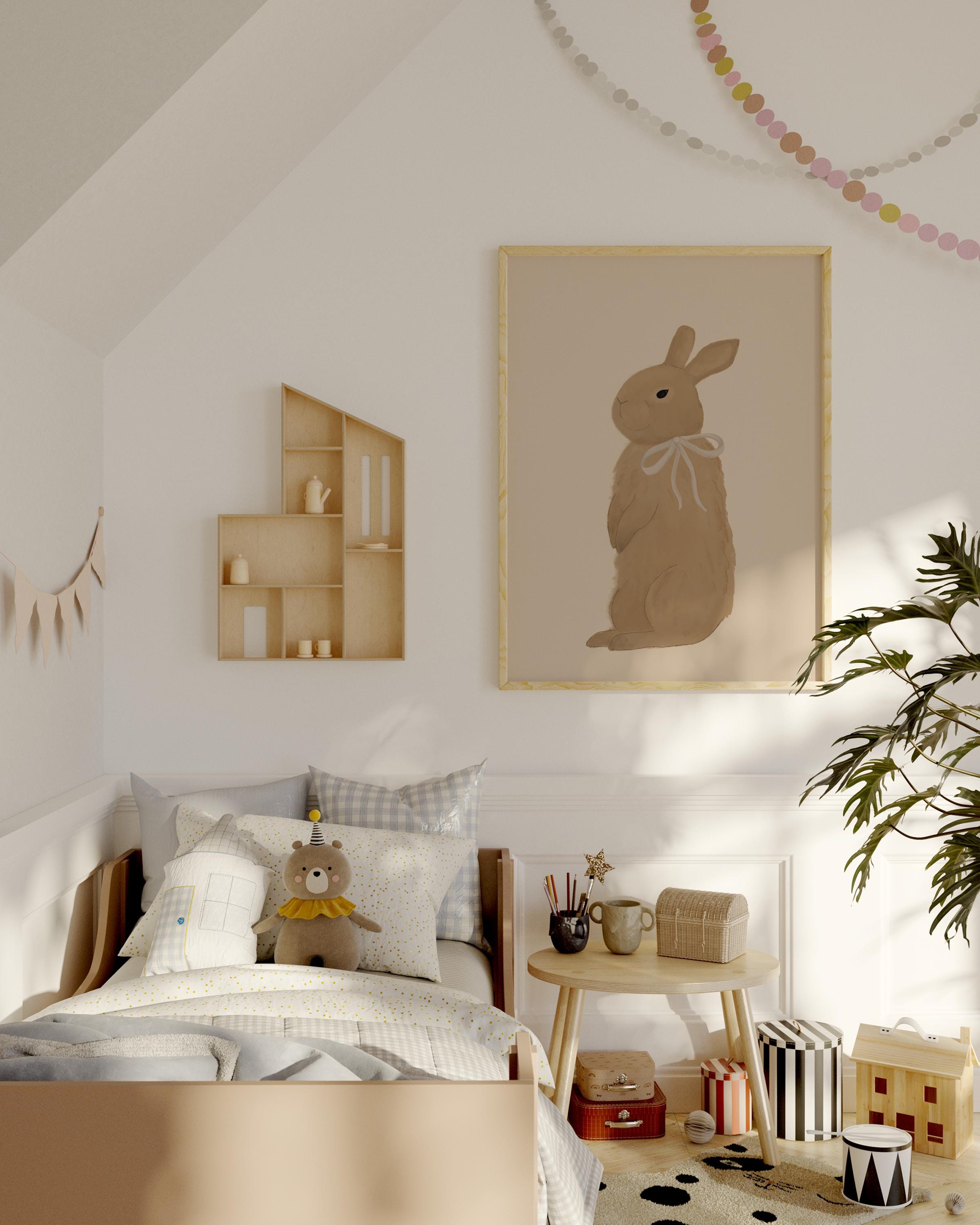 Bunny Nursery Print Little Girl Wall Art Girl's Room Bunny Print Farm ...