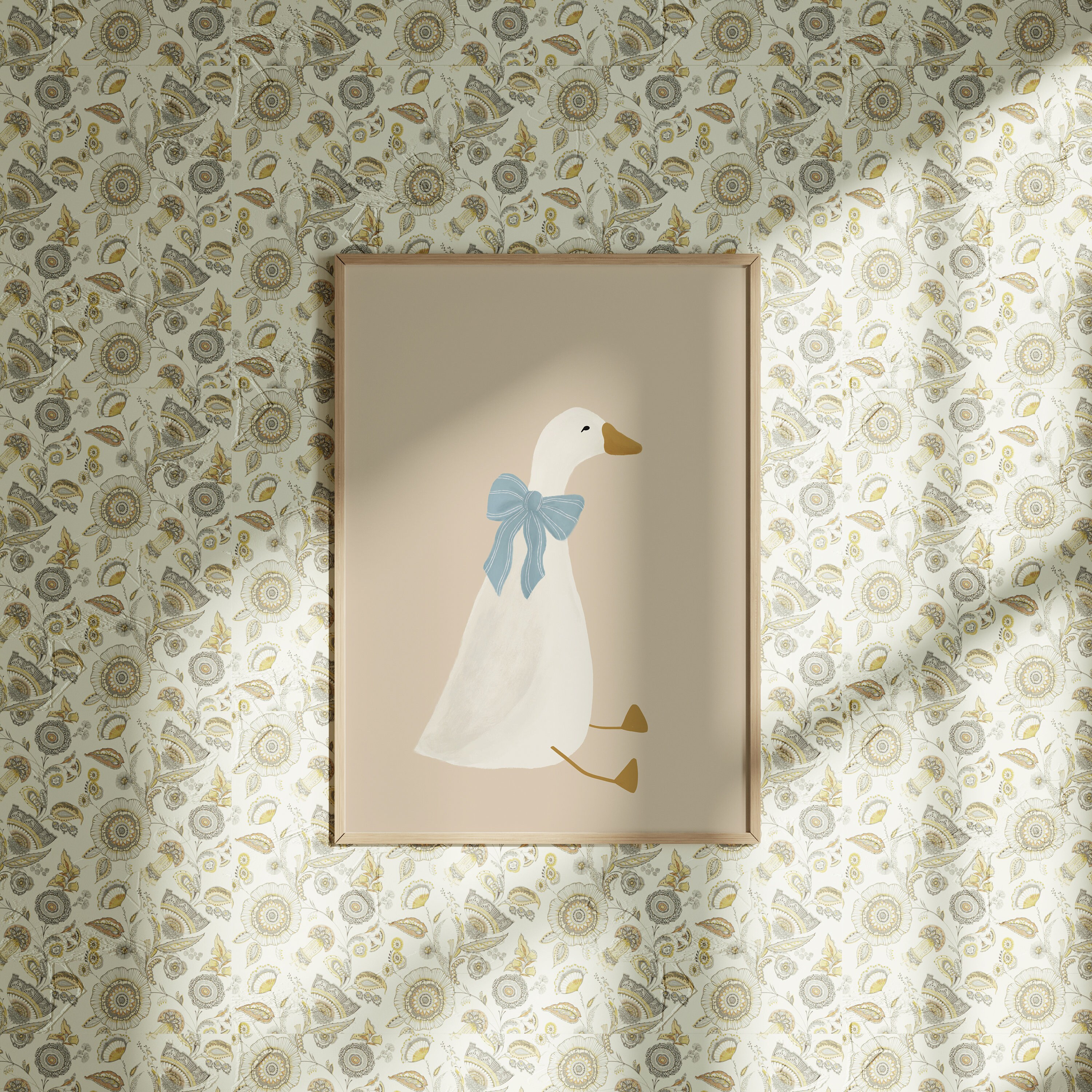 Silly Goose Wall Art Cute Goose Poster Beige Nursery Decor Farm Animal ...