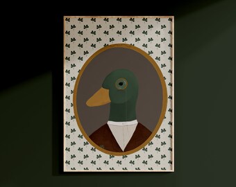 Duck Print Green Boy Nursery Decor Vintage Duck Print Woodland Nursery Decor Mallard Farm Nursery Decor Boy's Room Printable Cottagecore Art