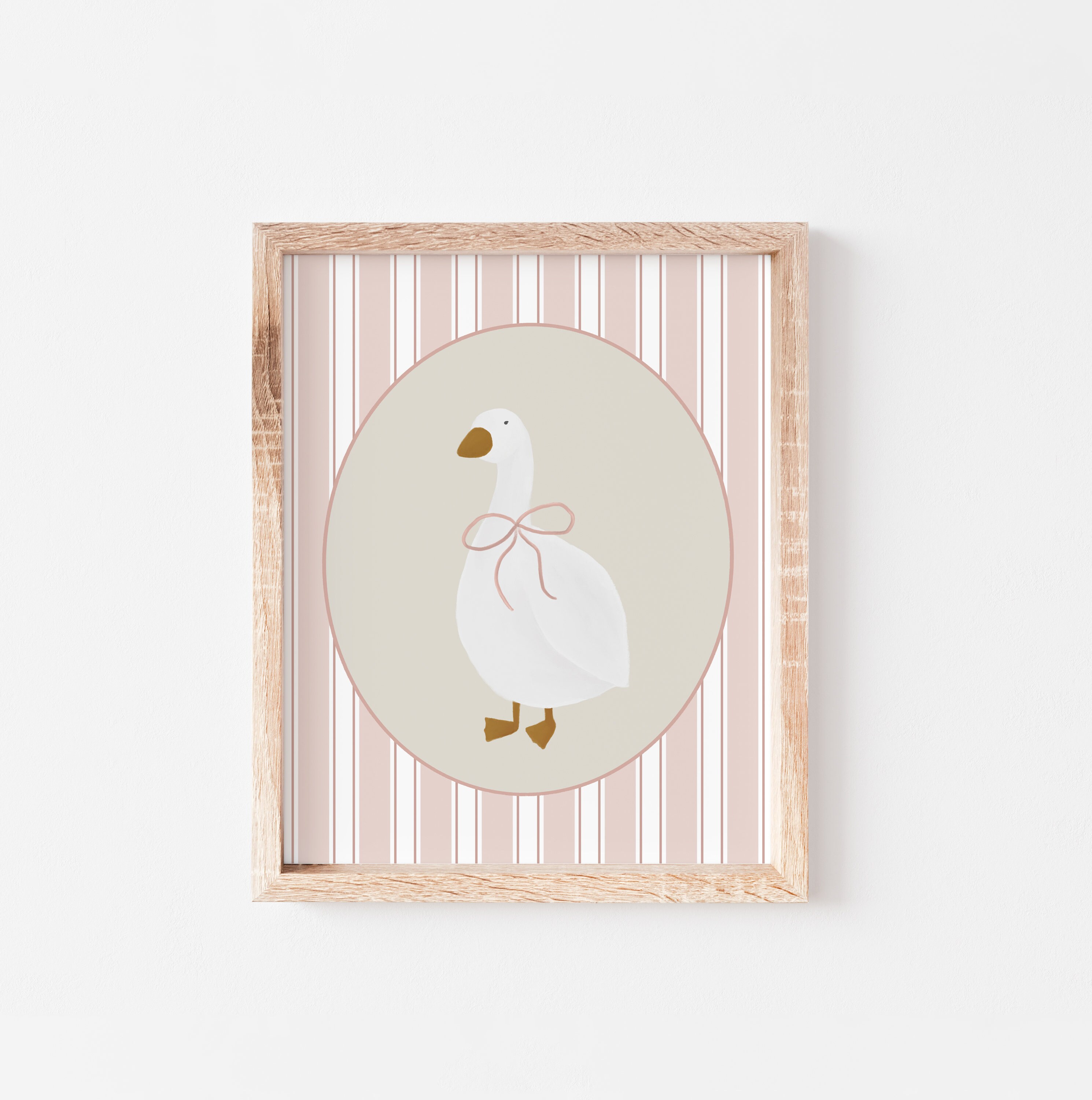 Cute Goose Poster Light Pink Stripe Nursery Decor Vintage Aesthetic ...