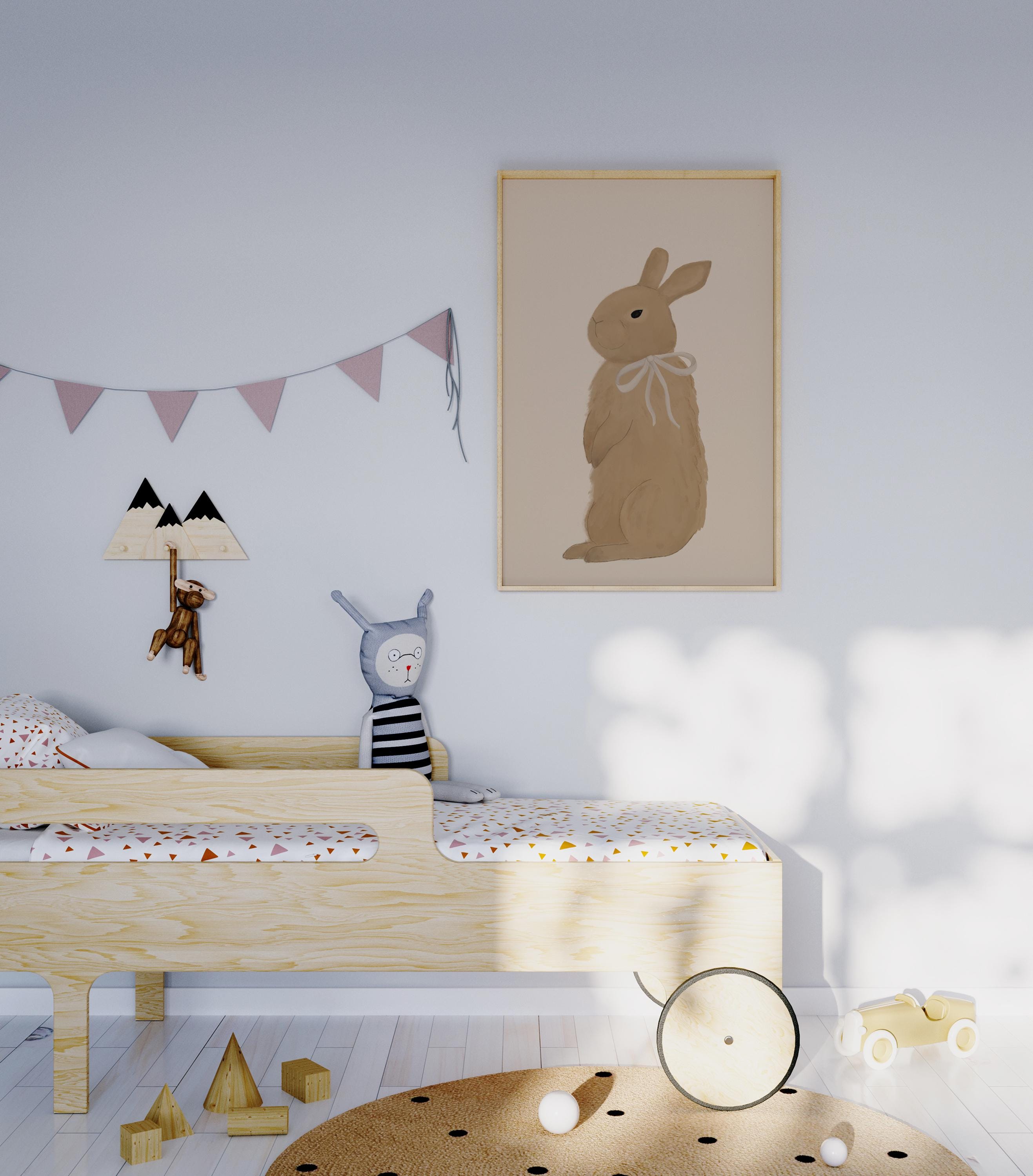 Bunny Nursery Print Little Girl Wall Art Girl's Room Bunny Print Farm ...