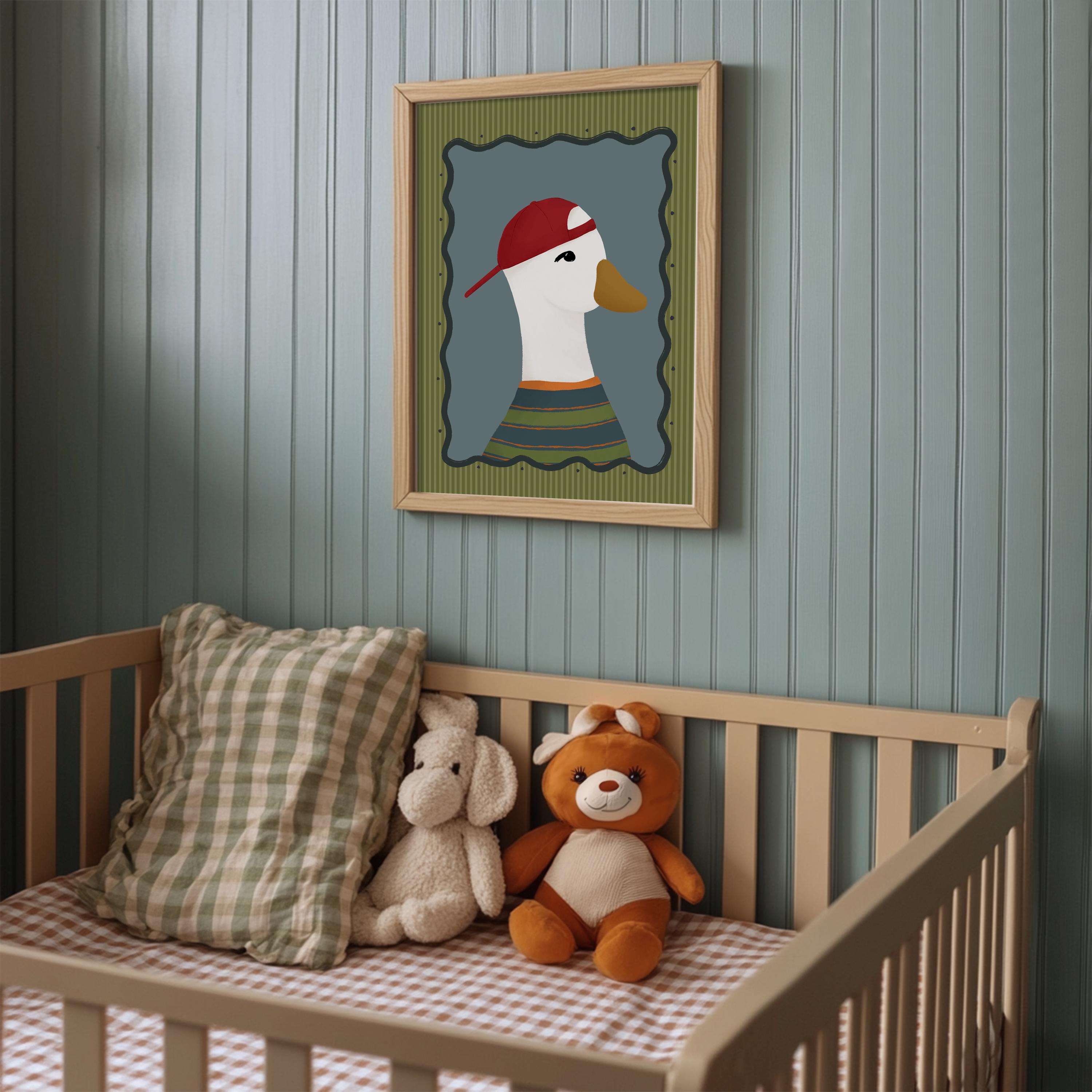 Silly Goose Wall Art Toddler Boy Art Sports Nursery Decor Baseball Hat ...