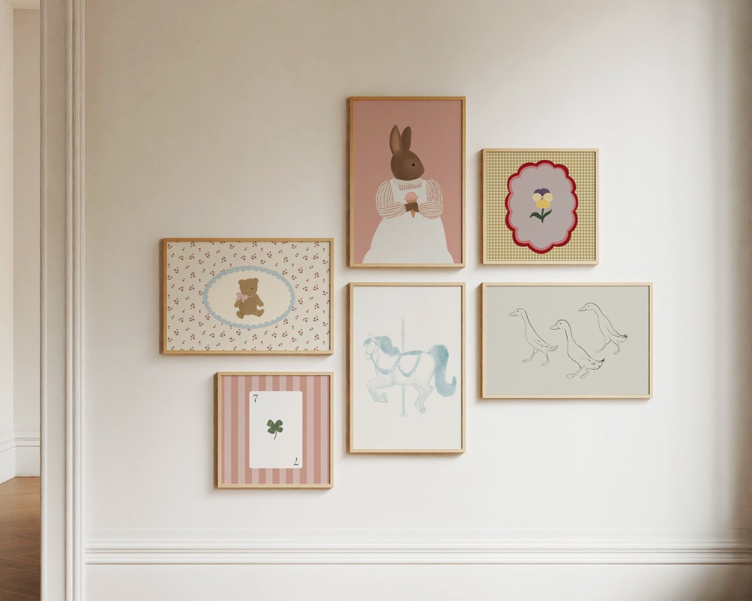 Girl's Nursery Gallery Wall Set of 6 Girls Room Printable Eclectic ...