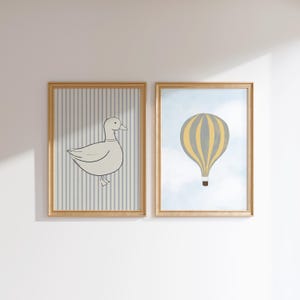 Boy Nursery Gallery Wall Set of 6 Boy's Room Print Set Adventure Nursery Teddy Bear Wall Art Blue Truck Print Hot Air Balloon Nursery Art image 5