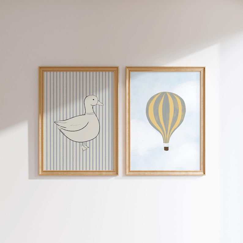 Boy Nursery Gallery Wall Set of 6 Boy's Room Print Set Adventure Nursery Teddy Bear Wall Art Blue Truck Print Hot Air Balloon Nursery Art image 5