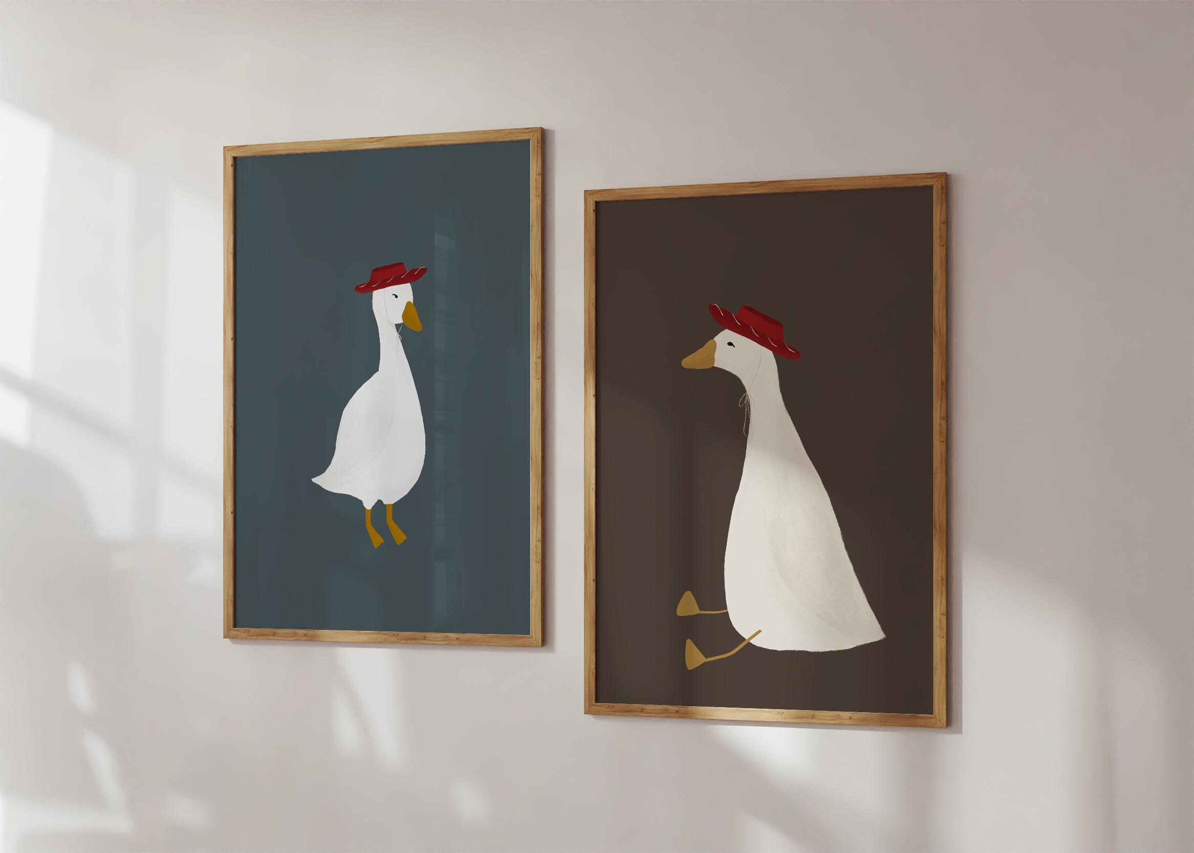 Silly Goose Wall Art Blue Goose Poster Cowboy Nursery Print Farm ...