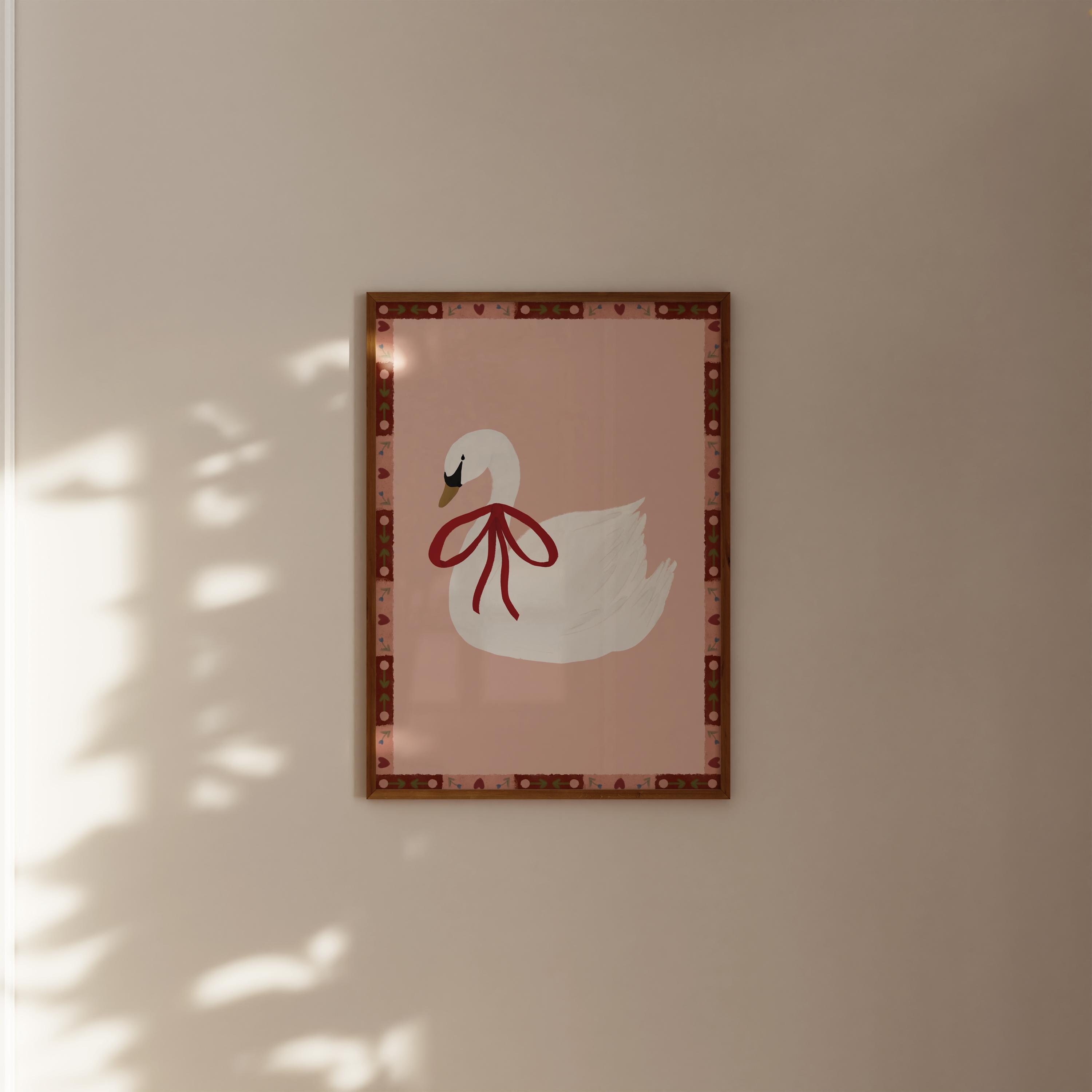 Swan Art Print Coquette Room Decor Cute Girly Wall Art Swan Printable ...