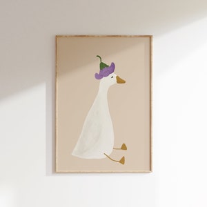 Silly Goose Wall Art Cute Goose Poster Neutral Girl Nursery Decor Goose ...