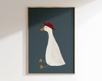Silly Goose Wall Art Cute Goose Poster Cowboy Nursery Decor Farm Animal Printable Kid's Room Western Print Vintage Cowboy Print Goose Print