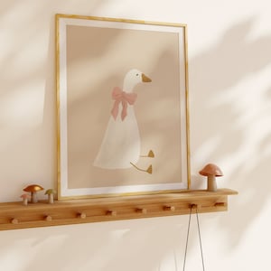 Silly Goose Wall Art Cute Goose Poster Beige Nursery Decor Farm Animal ...