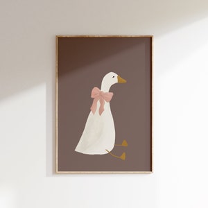 Silly Goose Wall Art Cute Goose Poster Muted Pink Nursery Decor Farm ...