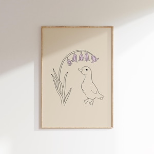 Little Girls Room Duck Sketch Cottagecore Nursery Duck Print Girl Nursery Baby Duck Wall Art Farm Nursery Decor Farm Animal Sketch Duckling
