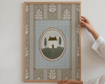 Impresión de estilo campestre, regalo para un nuevo hogar, arte de estilo cottagecore inglés, impresión de "Hogar dulce hogar", arte de estilo campestre francés, arte para sala de estar, regalo de inauguración de la casa