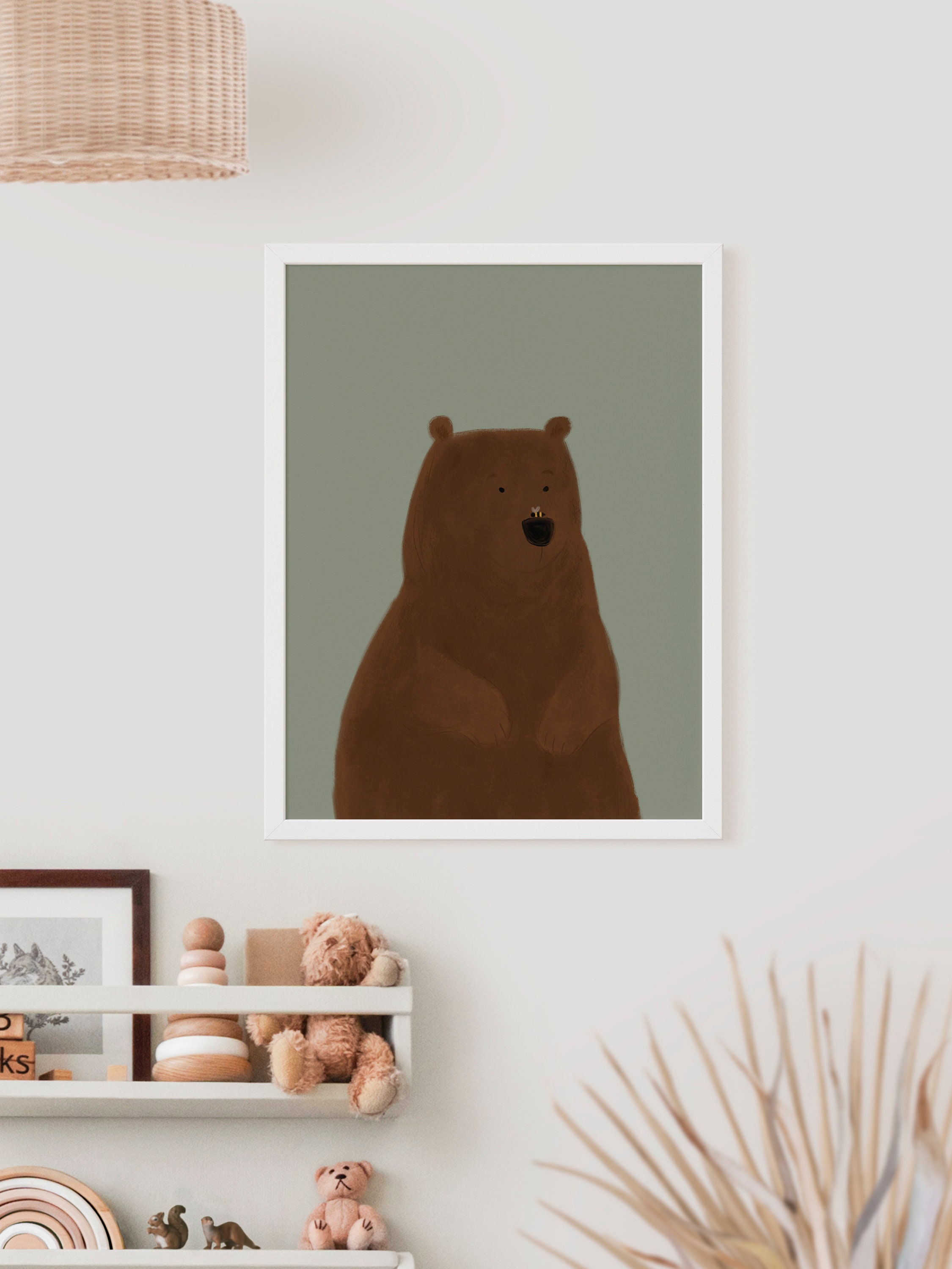 Nursery Bear Wall Art, Kids Room Print, Cute Bear Printable, Brown Bear ...