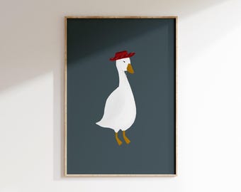 Silly Goose Wall Art Blue Goose Poster Cowboy Nursery Print Farm Nursery Decor Western Nursery Cowboy Poster Goose Printable Duck Nursery