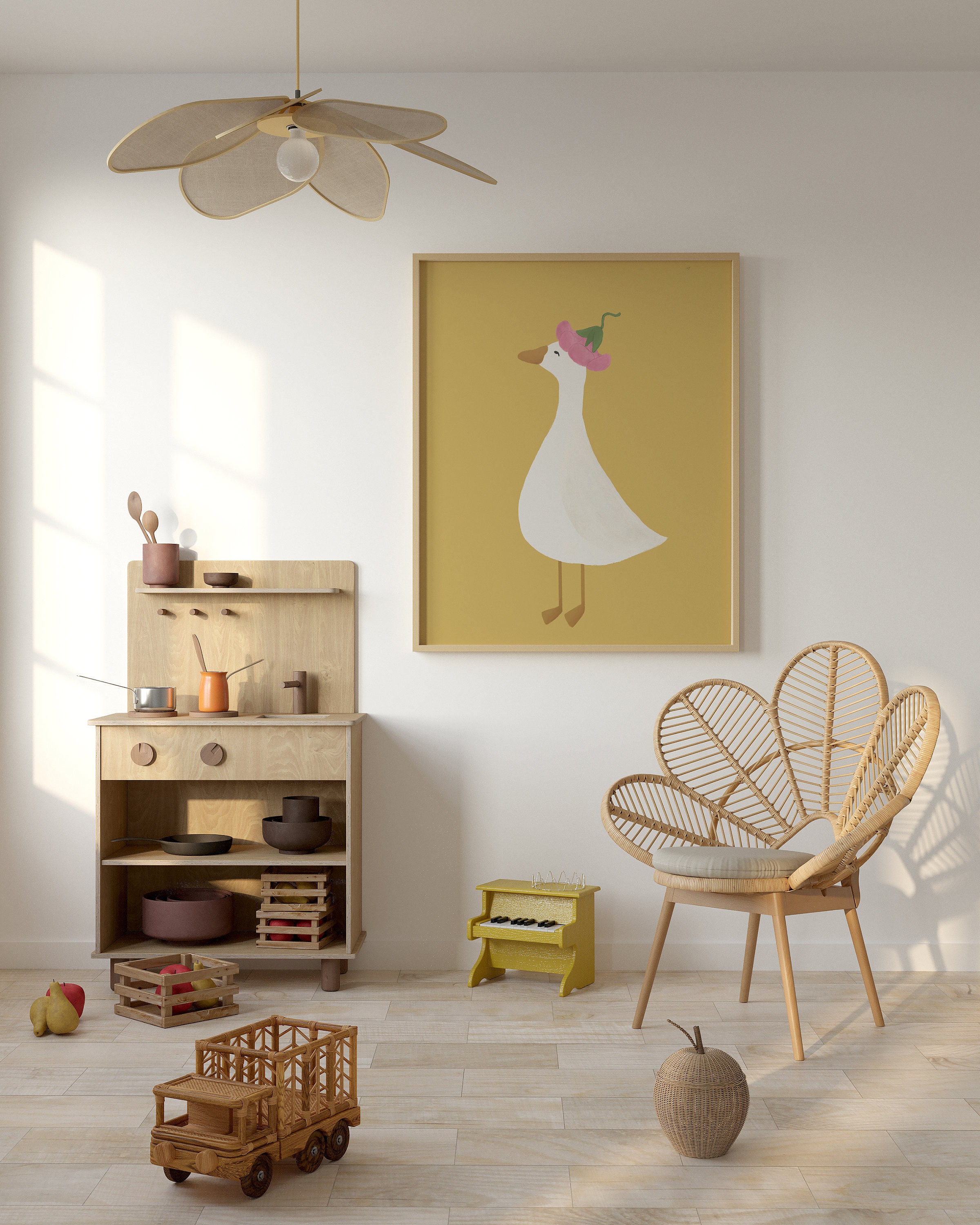 Silly Goose Wall Art Cute Goose Poster Yellow Girl Nursery Decor Goose ...
