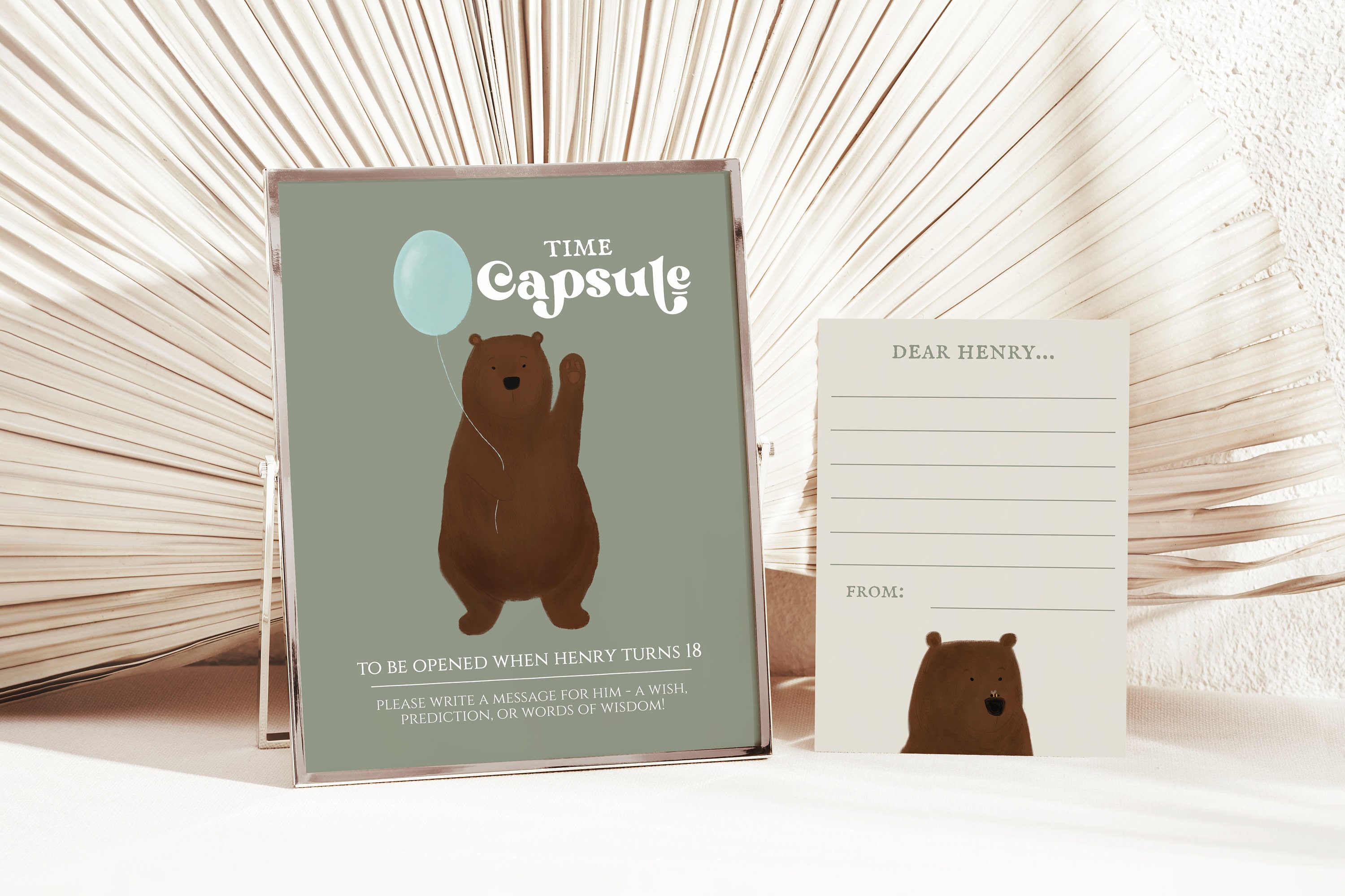 Editable Beary First Birthday Time Capsule Bear 1st Birthday Time ...