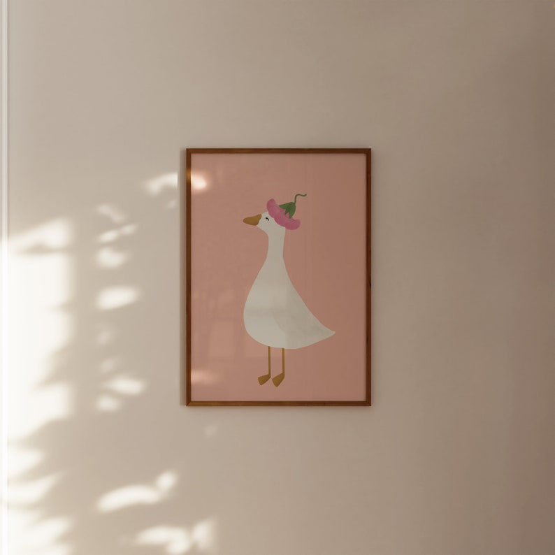 Silly Goose Wall Art Cute Goose Poster Pink Girl Nursery Decor Goose ...