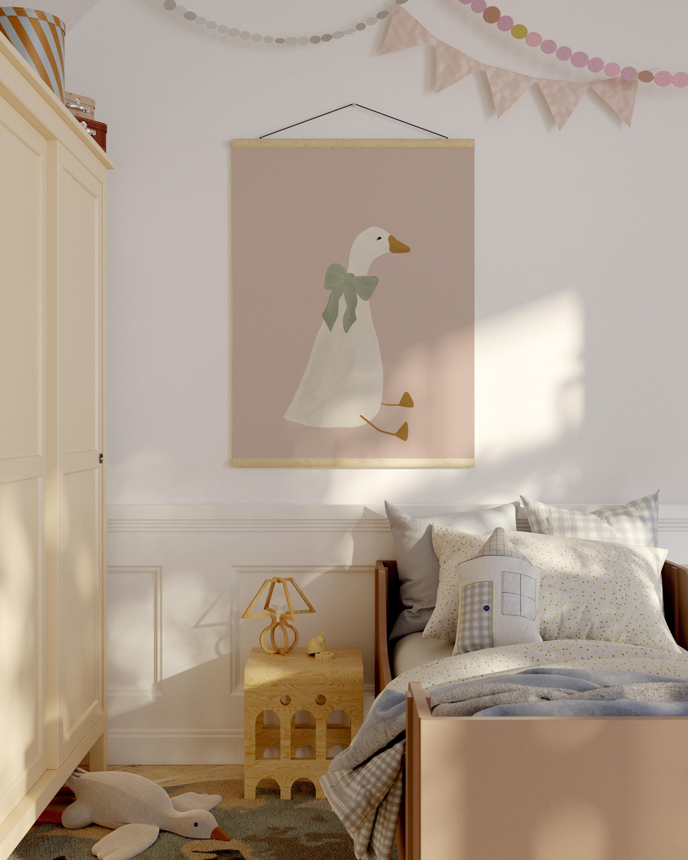 Silly Goose Wall Art Cute Goose Poster Sage Green Nursery Decor Farm ...