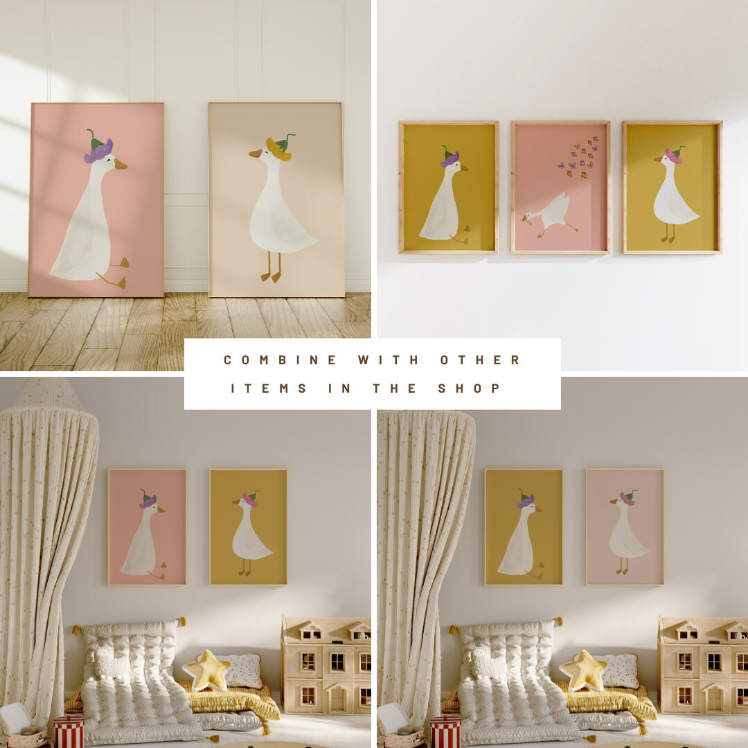 Silly Goose Wall Art Cute Goose Poster Neutral Girl Nursery Decor Goose ...
