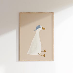 Silly Goose Art Cute Goose Poster Sports Nursery Decor Baseball Hat Toddler Boy Art Goose Print Baseball Room Decor Farm Animal Printable