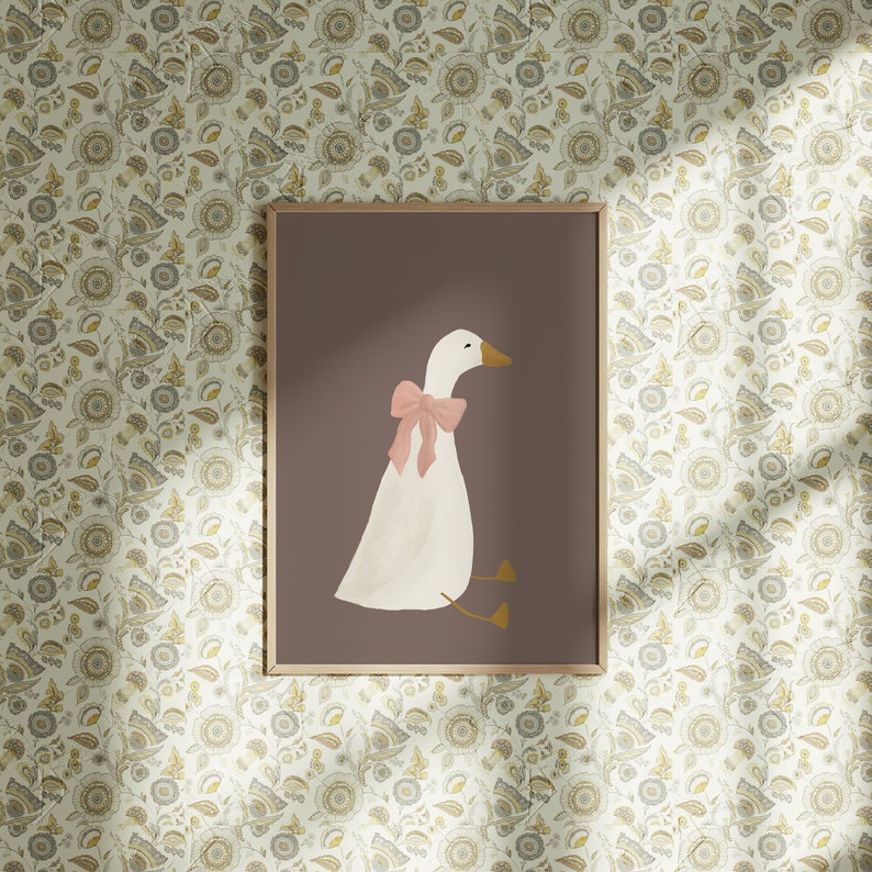 Silly Goose Wall Art Cute Goose Poster Muted Pink Nursery Decor Farm ...